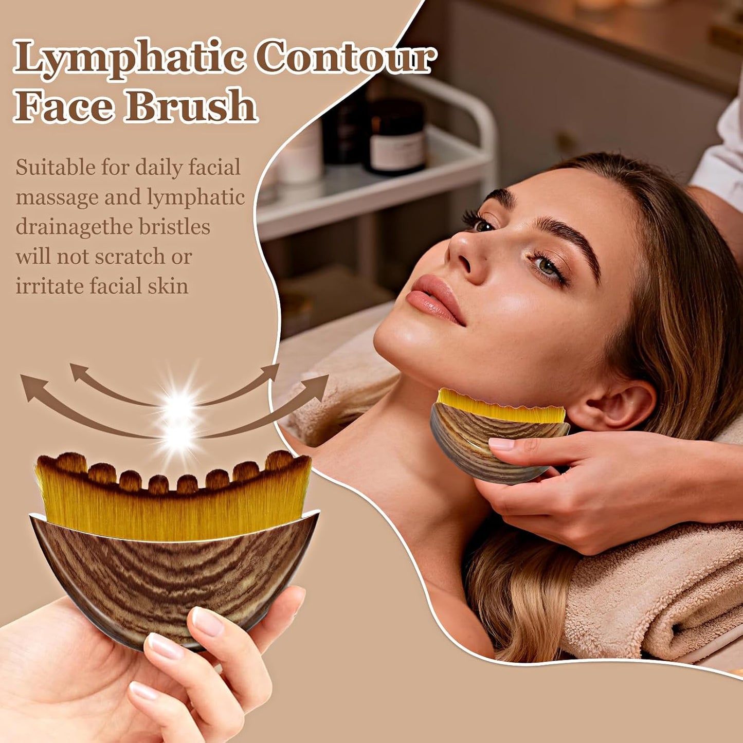 Skiennix Lymphatic Contour Face Sculpting Brush - Anti-Puffiness & Lift Massage Tool | 2 Pack for Glowing Skin