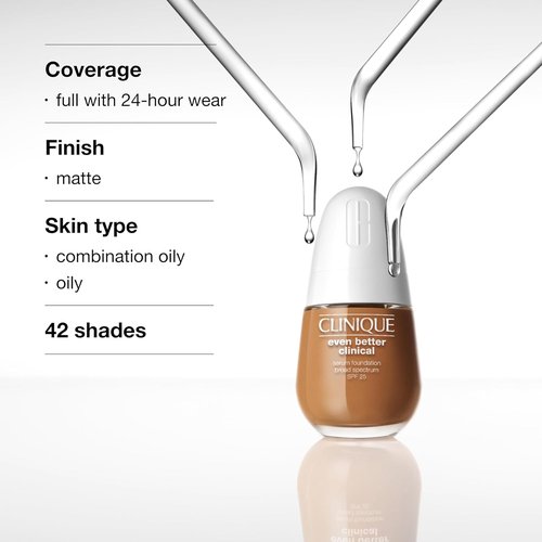 Clinique Full Coverage Hydrating Foundation Serum - SPF 25 with Vitamin C & Hyaluronic Acid for Oily Skin