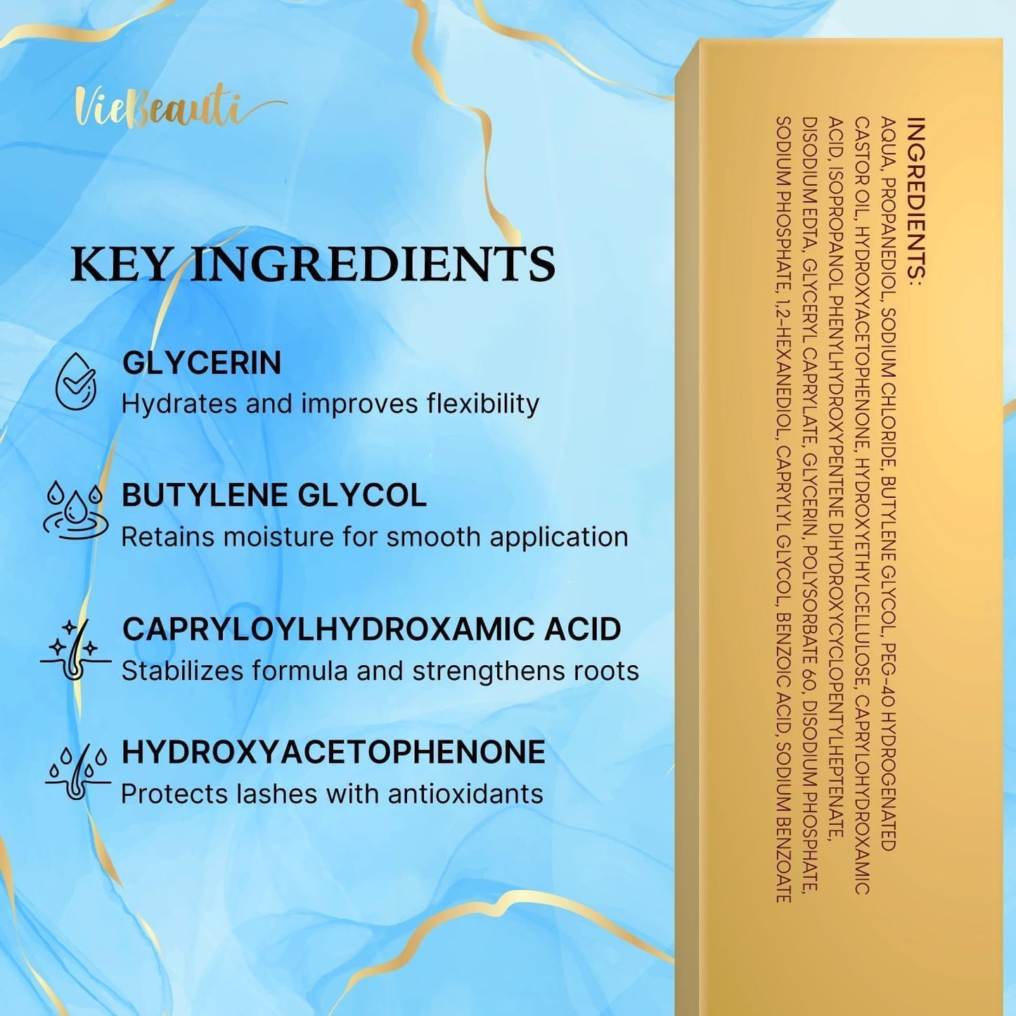 VieBeauti Eyelash Growth Serum 5mL - Advanced Vegan Formula for Longer, Fuller Lashes | Gentle for Sensitive Eyes