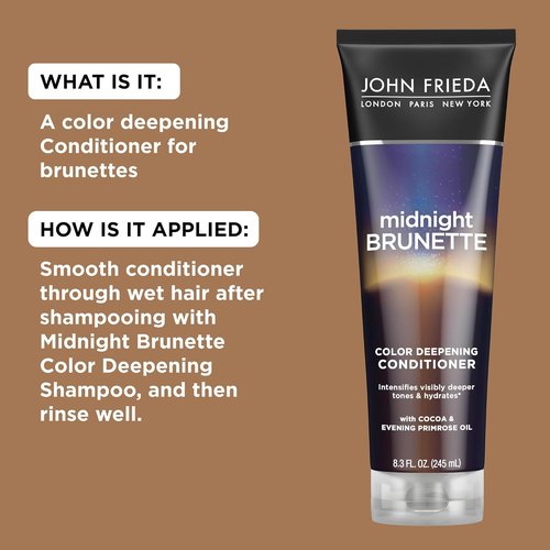 John Frieda Midnight Brunette Conditioner - Deepening Formula to Enhance Brunette Tones | 8.3 Oz