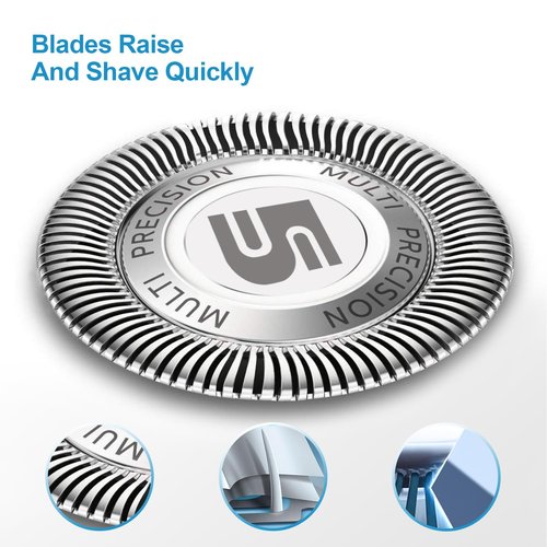 Philips Norelco SH50 Replacement Heads - 6-Piece Pack with Blade Retaining Rings for 5000 Series