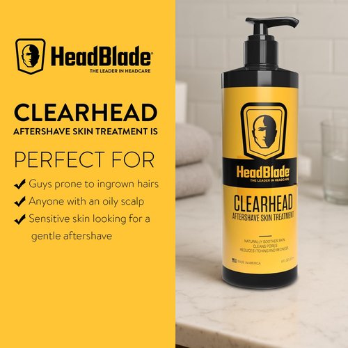 HeadBlade ClearHead Men's Aftershave Lotion - Refreshing Formula to Prevent Ingrown Hairs & Irritation - 8 oz