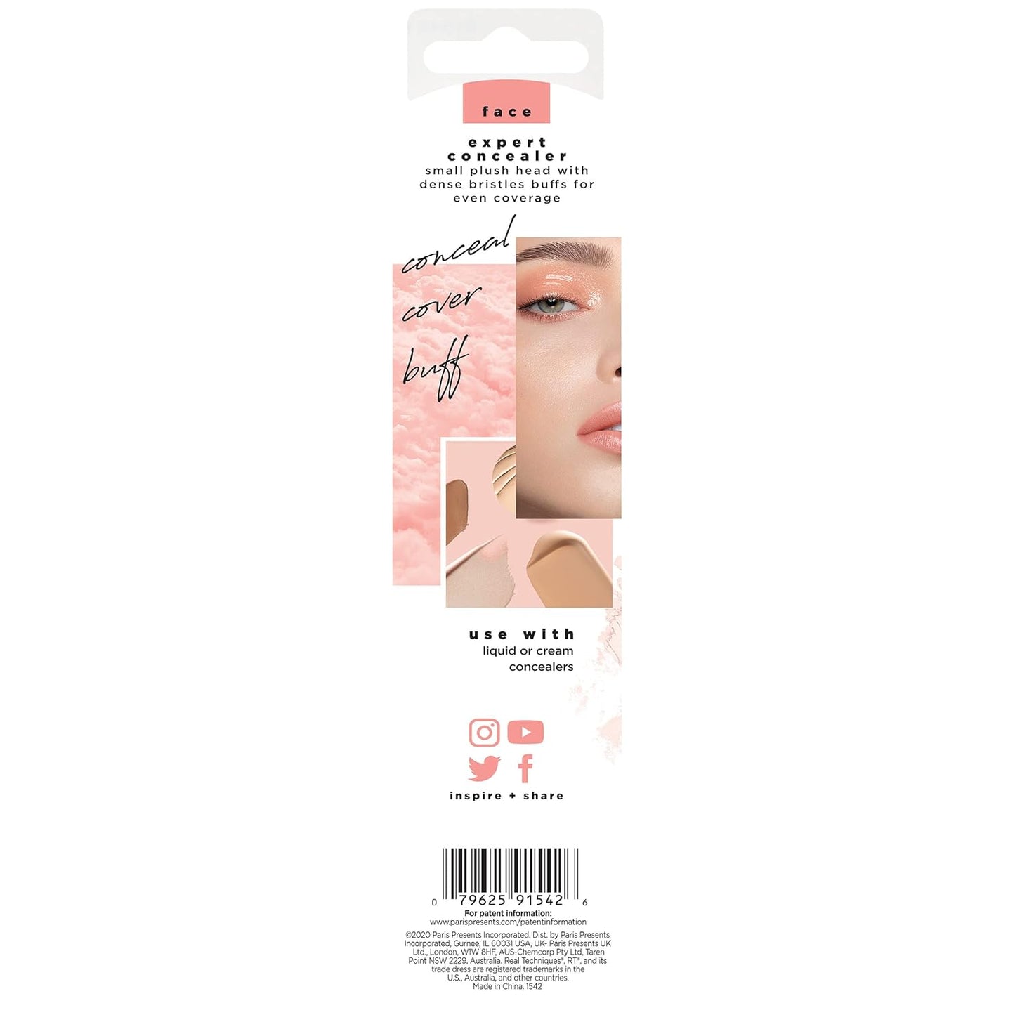 Real Techniques Expert Concealer Brush, Conceal Under Eyes & Cover Blemishes, Makeup Brush For Blending Liquid & Cream Concealer, Brighten Dark Circles, Cruelty-Free, Soft Bristles, 1 Count