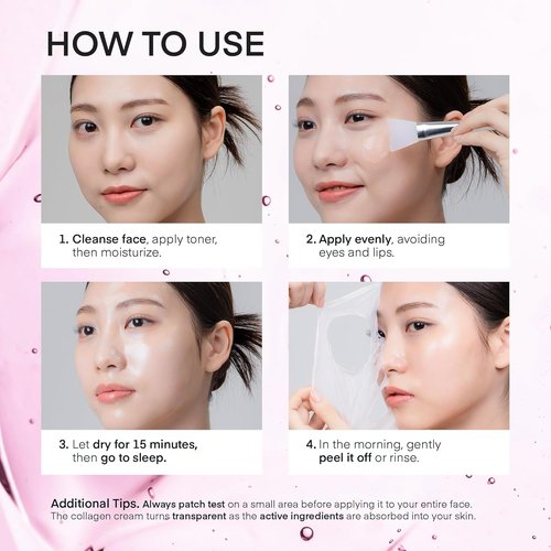 **TEREZ & HONOR Collagen Night Peel Off Mask - Hydrating Korean Face Mask for Elasticity & Glow | 3.4 FL OZ**