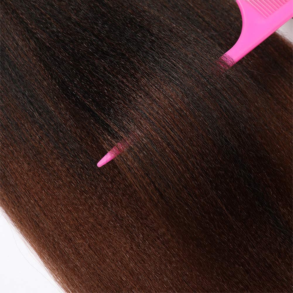 Pre-Stretched Braiding Hair Extension Ombre Natural Black To Brown Crochet Braiding Hair 20 Inch 8 Packs Hot Water Setting Professional Yaki Synthetic Hair For Twist Braids (20Inch,#1B/30)