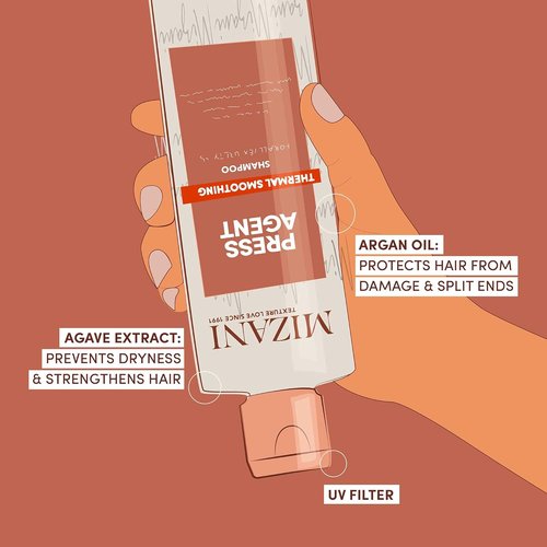 MIZANI Press Agent Sulfate-Free Shampoo - Thermal Smoothing Formula | Moisturizes Dry, Frizzy Hair with Argan Oil