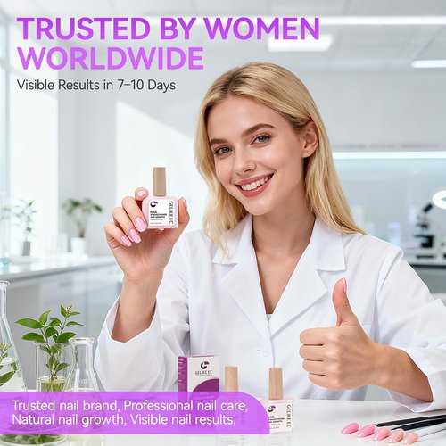 Gelike Nail Strengthener & Growth Polish - Milky Pink Protein & Vitamin Enriched Quick Dry Hardener | 16ml Vegan Formula for Brittle Nails