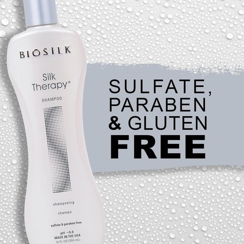 BioSilk Silk Therapy Shampoo - Gentle Cleanser for Healthy, Shiny Hair | 12 Oz, Sulfate & Paraben-Free