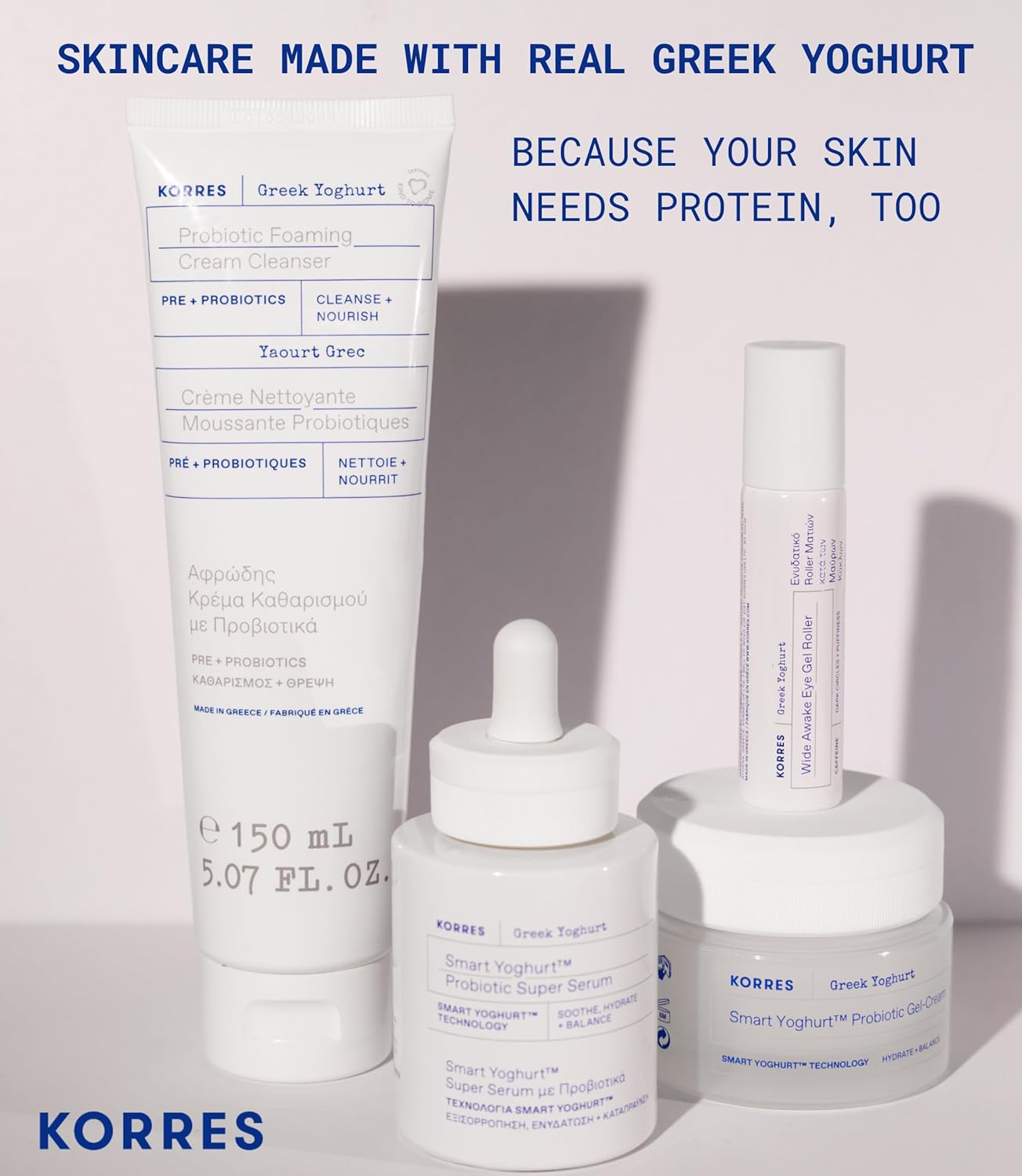 KORRES Greek Yoghurt Eye Gel Serum - Brightening & Hydrating with Hyaluronic Acid & Caffeine | 0.51 fl oz