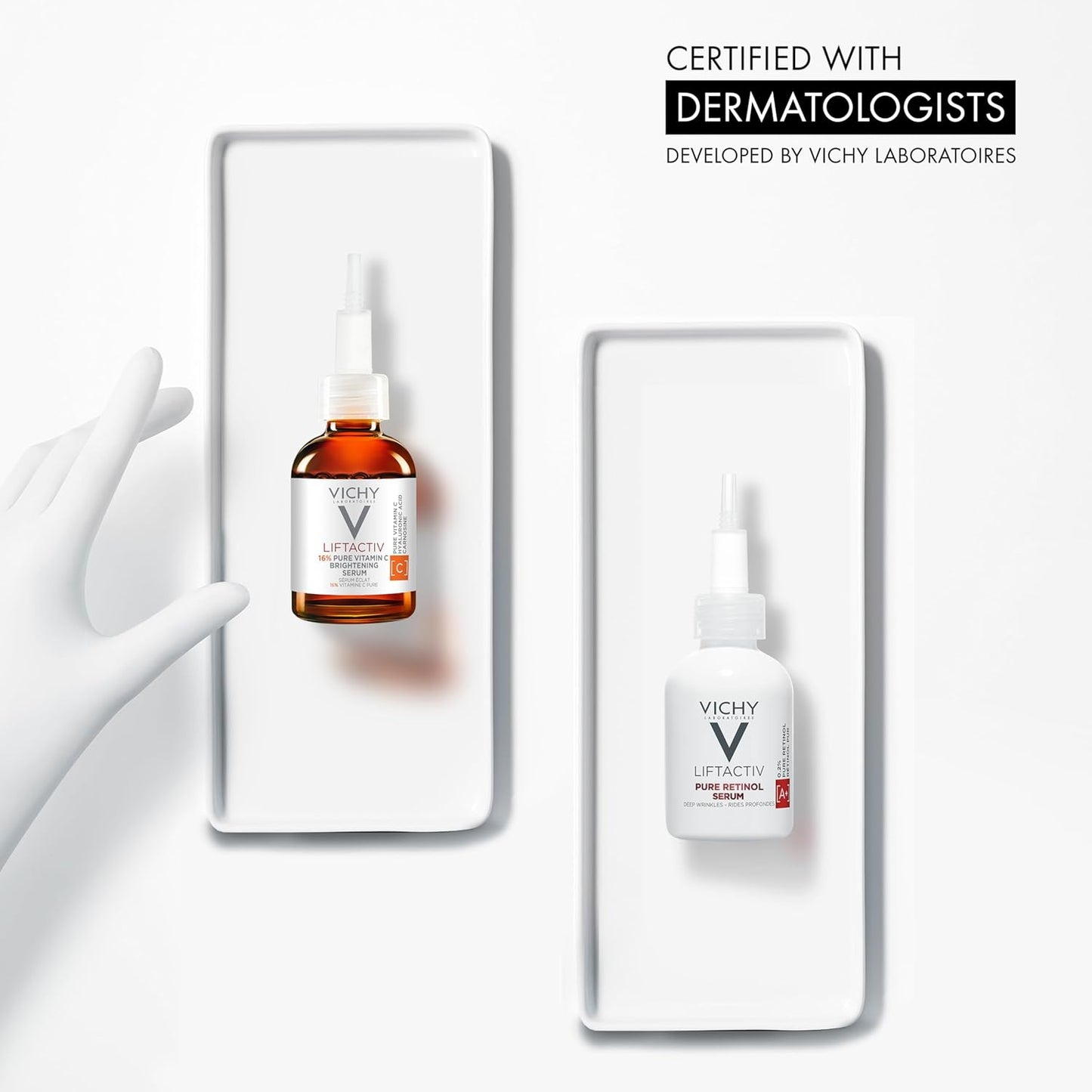 Vichy Anti-Aging Duo - LiftActiv 16% Vitamin C & Pure Retinol Serum Set for Brightening and Plumping