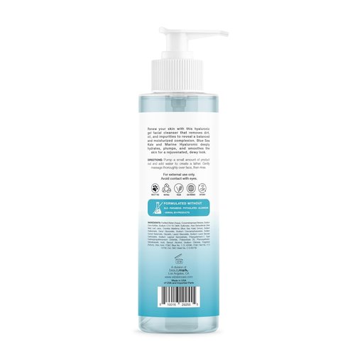 Regine Switzerland Hyaluronic Gel Facial Cleanser - Hydrating & Clarifying with Blue Sea Kale - Vegan, 8 fl oz