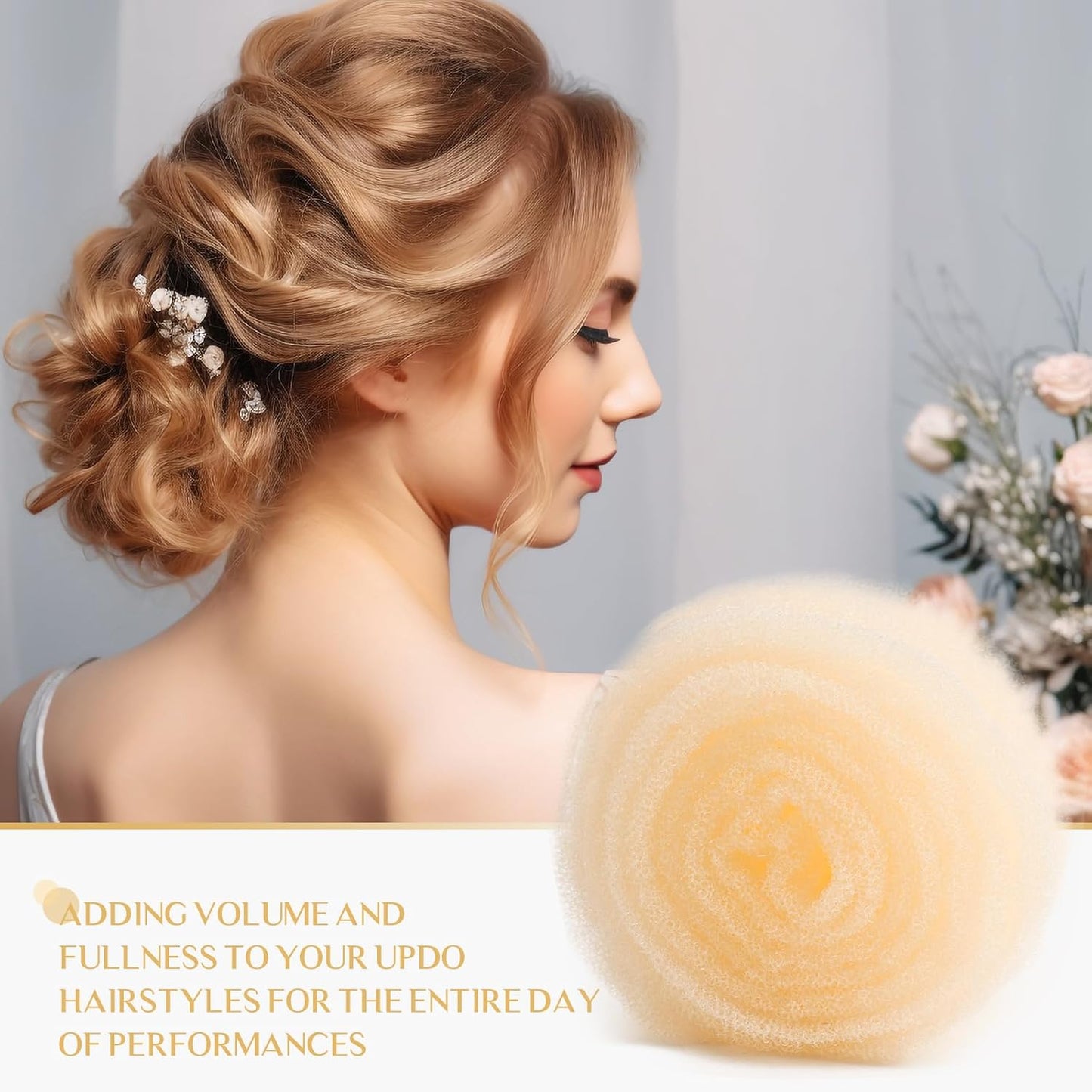 Hair Filler and Hairpins for Updo, Hair Sponge for Updo, Hair Padding,Hair Donuts for Updos, Volume Hair Bumps it Tool, Black
