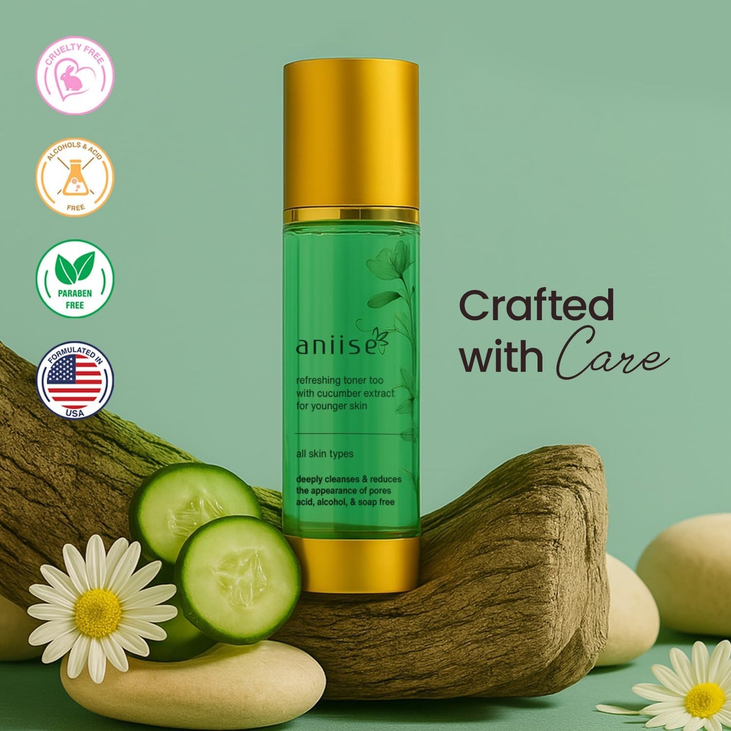 Skiennix Refreshing Cucumber Extract Face Toner - Deep Cleansing & Hydrating | 4 fl. Oz | Alcohol-Free, Vegan