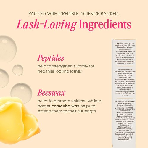 Grande Cosmetics GrandePRIMER Pre-Mascara Lengthener & Thickener with Peptides - Smudge-Proof & Water-Resistant (0.32 oz)