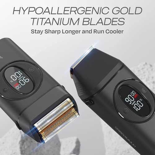 HUMMINGBIRD MK17 DualPro Foil Shaver & Beard Trimmer - Gold Titanium Blades, Turbo Shaving, USB-C Charging