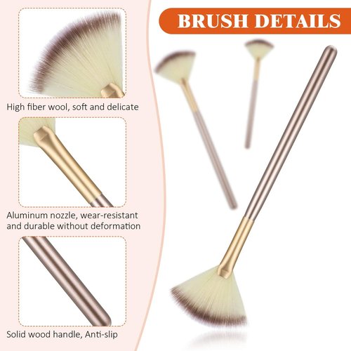 9 Pieces Facial Fan Mask Brushes, Soft Facial Applicator Brushes Tools for Peel Glycolic Makeup for Mud Cream(Champagne)