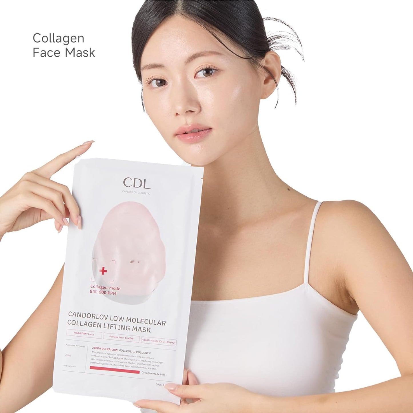 Skiennix CDL Low Molecular Collagen Face Lifting Mask - Deep Hydrating & Firming Hydrogel for Glowing Skin (10 Sheets)