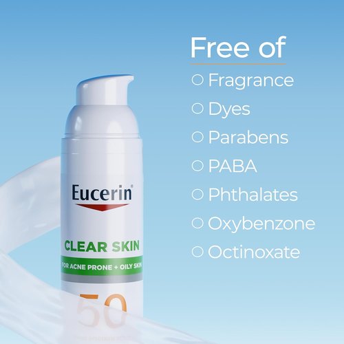 Eucerin Sunscreen Lotion SPF 50 - Lightweight Formula for Acne-Prone Skin | 2.5 Fl Oz Hypoallergenic