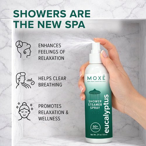 MOXĒ Eucalyptus Oil Shower Mist - Natural Aromatherapy Spray for Sinus Relief | 4 Ounces