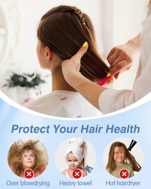 Akkya Microfiber Hair Towel Wrap for Kids Girls Women 2 Pack Drying Turban Towels for Wet Hair Quick Dry Head Wraps Cute Cartoon Bear Print