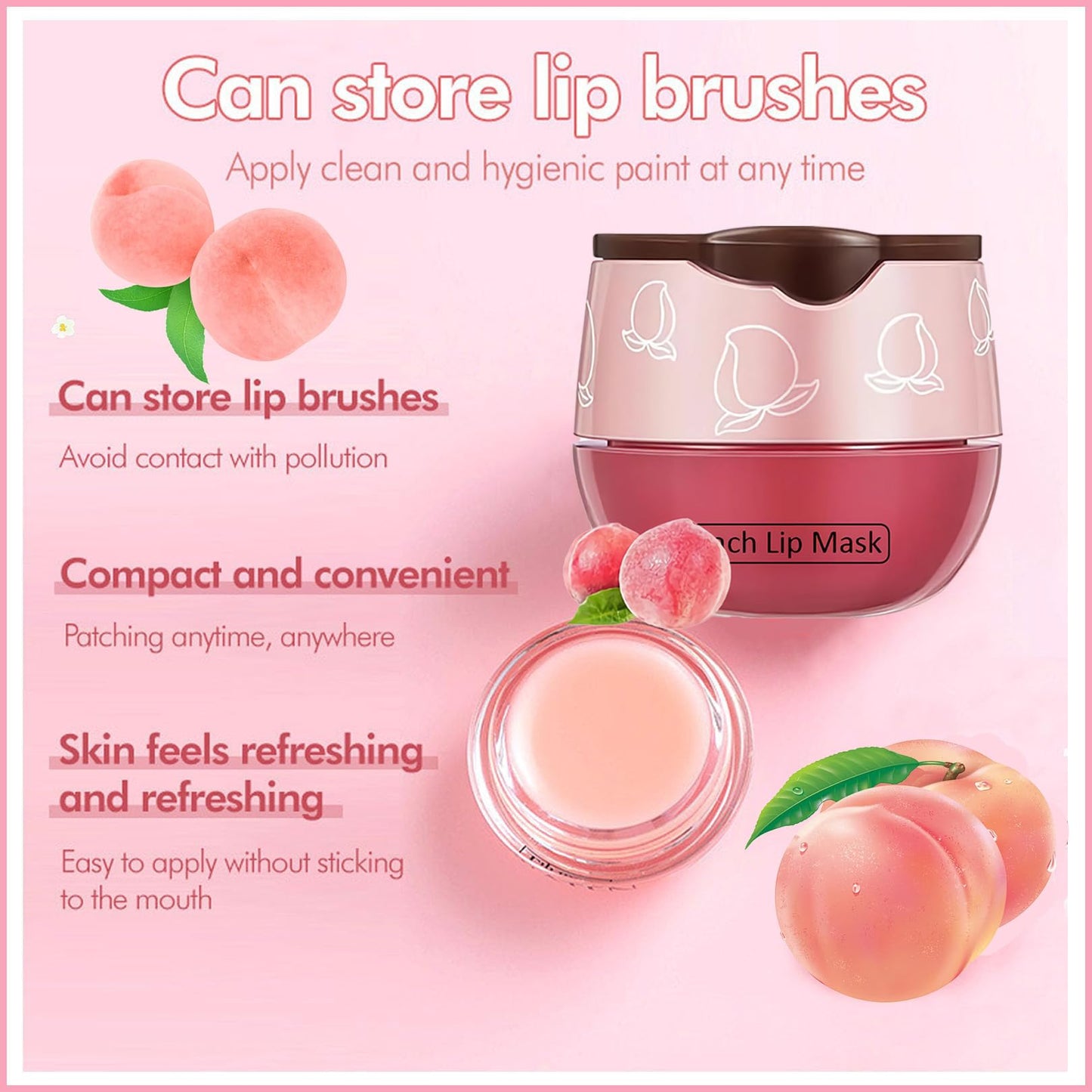 Tnoctuh 4 PCS Bee Lip Balm Lip Mask Honey Pot, Coconut Honey Peach Mint Moisturizing Sleeping Lip Mask Overnight with Sticks, Lip Balm Exfoliating Prevention Dry and Crack Lip Scrubs