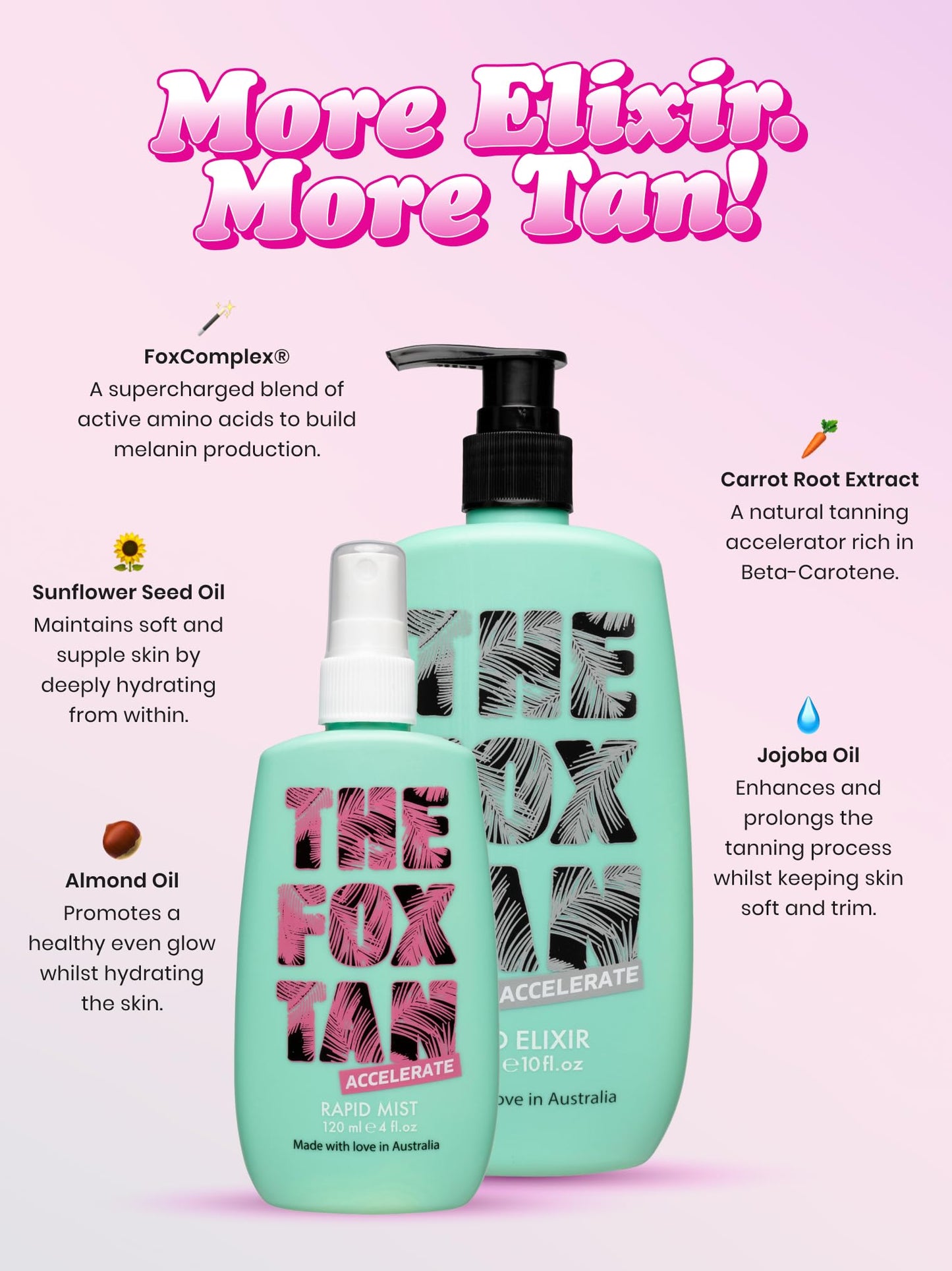 The Fox Tan Upsize Me Bundle, For Darker & Faster Tans, Creates Flawless, Long-Lasting Tan Skin, Vegan & Cruelty Free, 120mL + 300mL (2 Products)