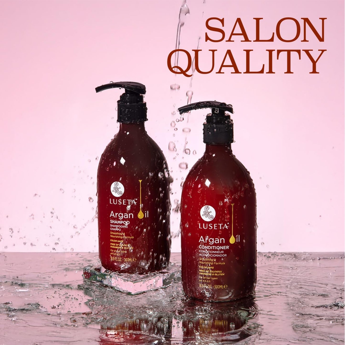 Luseta Hyaluronic Acid Moisturizing Shampoo & Conditioner Set for Dry and Damaged Hair, Sulfate Free Shampoo and Conditioner for Women Infused with Argan Oil and Shea Butter Paraben-Free2 x 16.9oz
