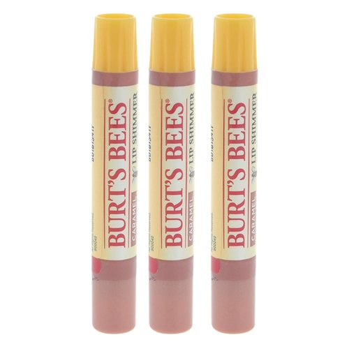 Burt's Bees Lip Shimmer - Caramel Flavor | Value Pack of 3 | 0.09 Ounces Each