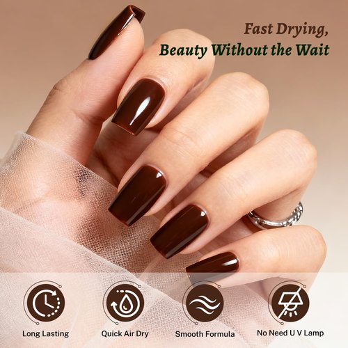OpenLive 18ml Brown Nail Polish Large Volume Quick Drying Nail Polish, Fast Drying and Long Lasting Color Nail Art DIY Home Manicure Gift for Women
