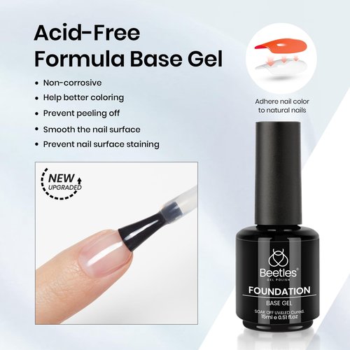 Beetles Builder Nail Gel & Top Coat and Base Coat Set-3Pcs 15ml White Gel Nail Polish Strengthener Gel Polish Soak Off UV LED for Nail Extension, Nail Repair, Shine Effect Long Lasting