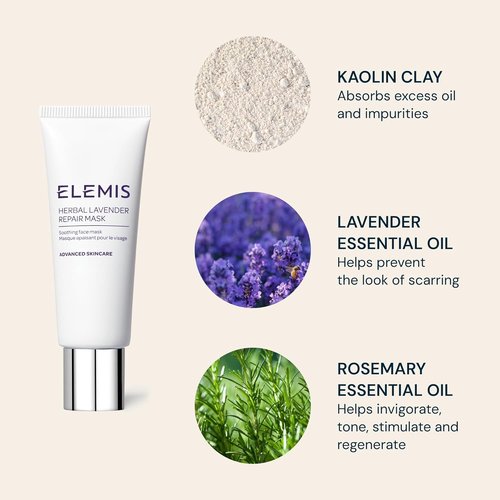 ELEMIS Herbal Lavender Repair Mask - Soothing Clay Treatment for Radiant Skin | 2.5 Fl Oz