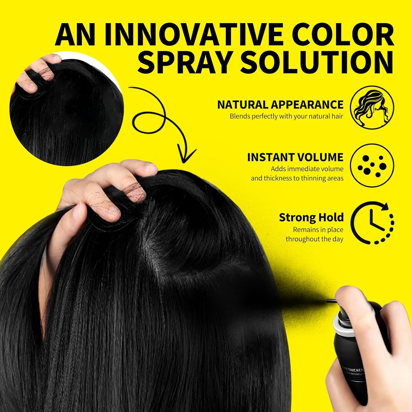 Sevich Hair Fiber Spray - Instant Hair Thickening Solution for Men & Women | Waterproof Dark Brown 80ml