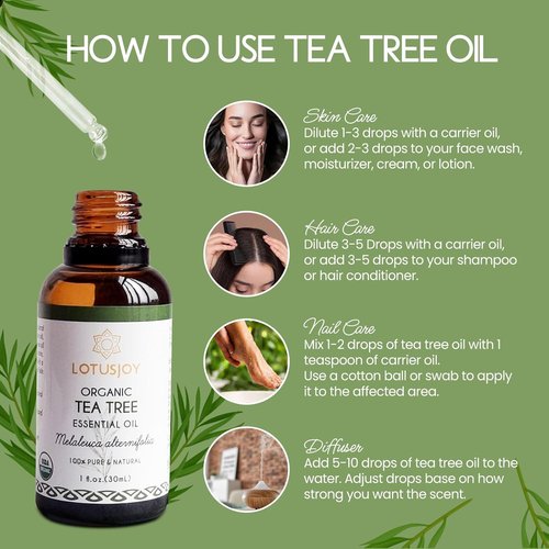 Australian Tea Tree Oil - 100% Pure Organic Essential Oil for Skin, Hair, Face & Scalp | 1 Oz
