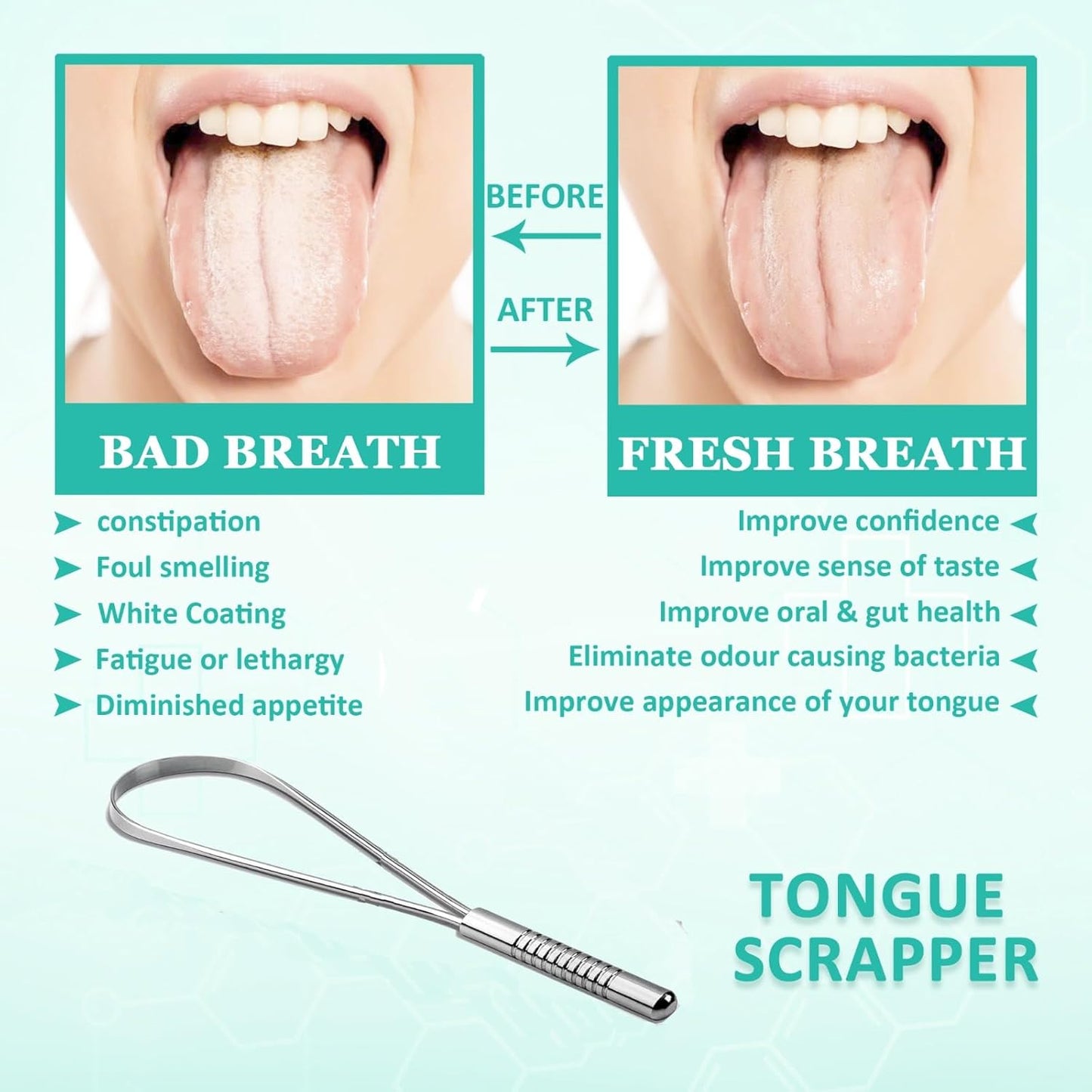 YASHIKA ENT Stainless Steel Tongue Scraper - 2 Pack Multicolor Travel Cases for Fresh Breath