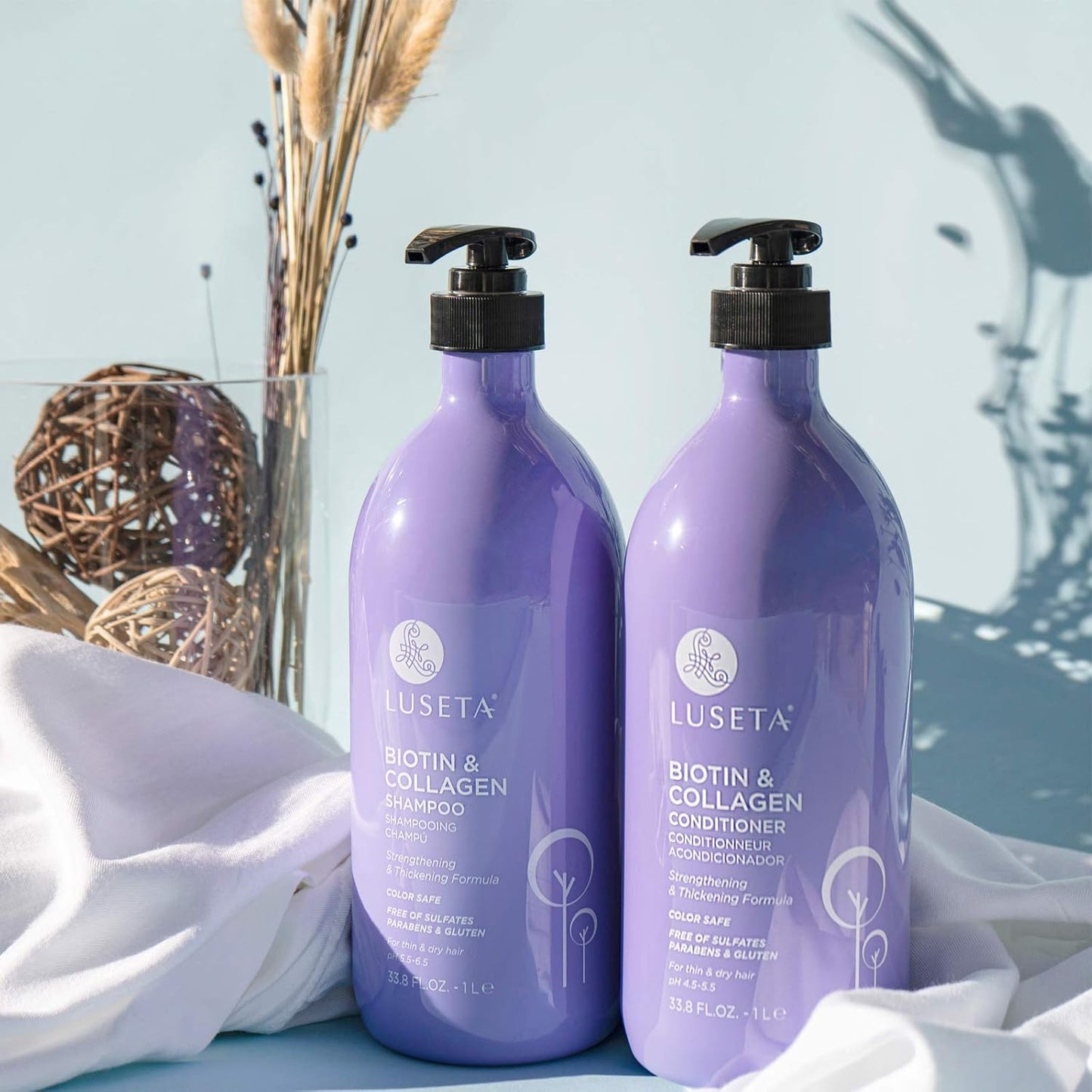 Luseta Hyaluronic Acid Moisturizing Shampoo & Conditioner Set for Dry and Damaged Hair, Sulfate Free Shampoo and Conditioner for Women Infused with Argan Oil and Shea Butter Paraben-Free2 x 16.9oz