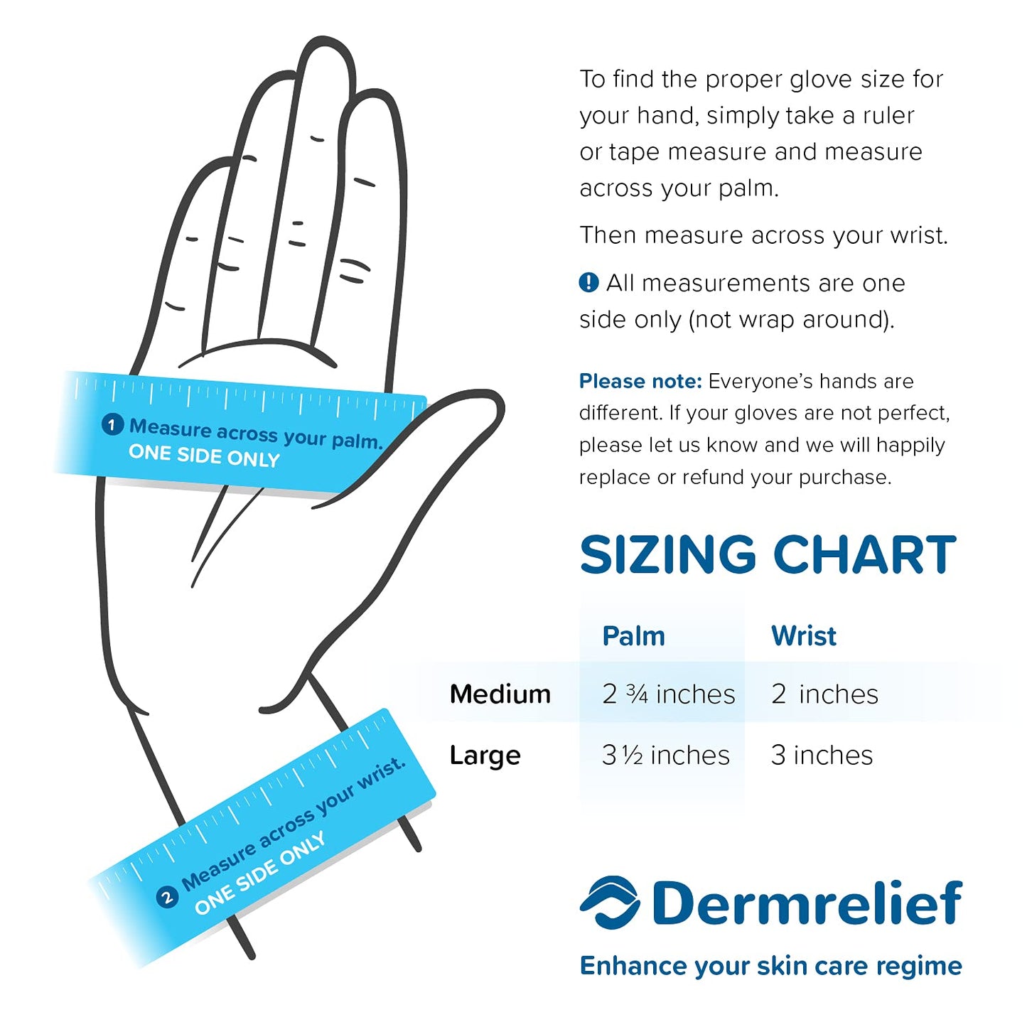 Dermrelief Cotton Gloves - for Beauty, Dry Hands, Eczema, Dermatitis and Psoriasis (7 Pairs) with Free Gifts (Professional Nail Buffer & Washing Bag) (Medium)