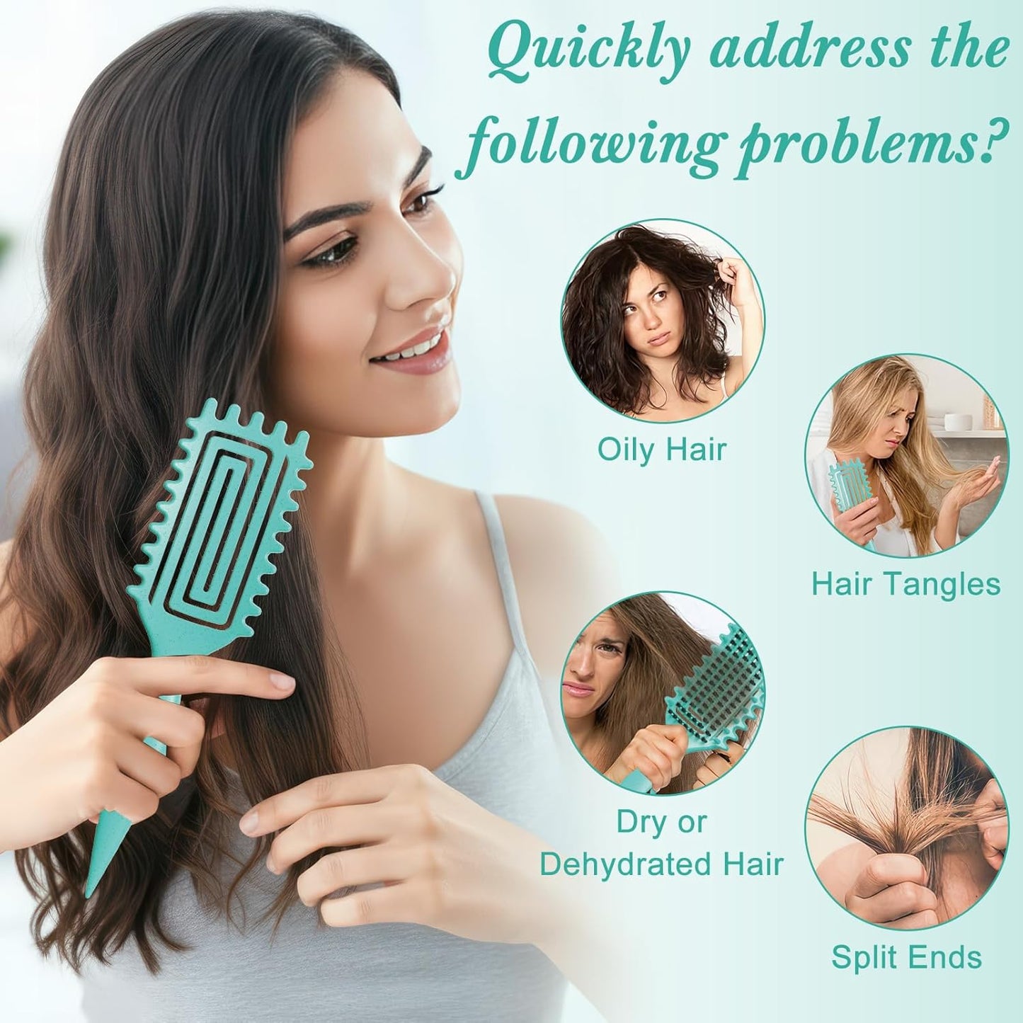 Skiennix Curl Defining Brush - Detangling & Styling Tool for Curly Hair, Reduces Frizz, Green