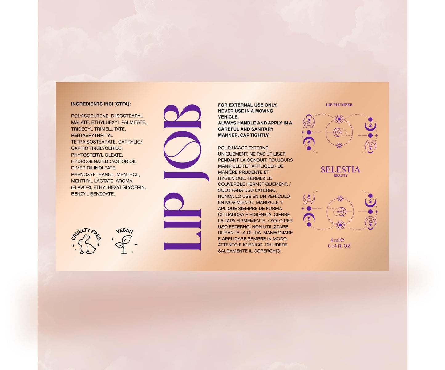 SELESTIA BEAUTY Lip Plumper Gloss Lip Job - Plumping Lip Gloss with Glossy Finish - Lip Pump Gloss with Hydrating & Smoothing Formula - 0.14 Fl Oz (Aura Breeze)