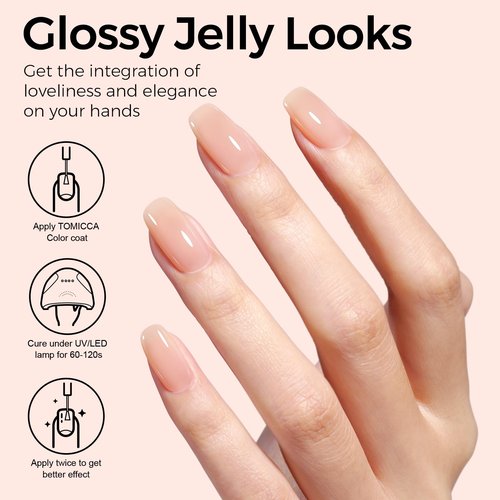 TOMICCA Nude Gel Nail Polish,15ml Light Nude Gel Polish,Soak Off Uv Led Cure Needed,Color Long Lasting Translucent Nail Art Manicure French Salon Diy Design Gifts For Woman