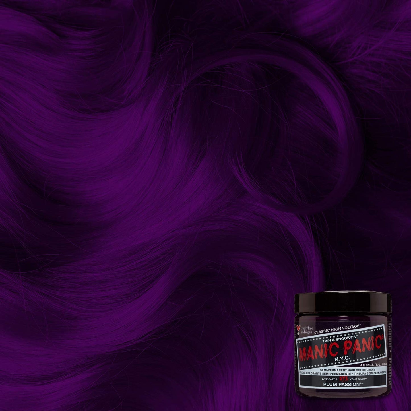 MANIC PANIC Plum Passion Hair Dye - Classic High Voltage - (2PK) Semi Permanent Hair Color - Purple Shade With Red Undertones - For Dark & Light Hair ??Vegan, PPD & Ammonia-Free - For Coloring Hair