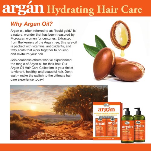Difeel Argan Hydrating Shampoo - Natural Sulfate-Free Argan Oil for Nourished Hair | 33.8 oz.