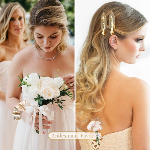 12 PCS Soft Silk Satin Hair Accessories - Scrunchies, Hair Clips for Bridal Shower Gifts, Wedding Favors for Women and Girls