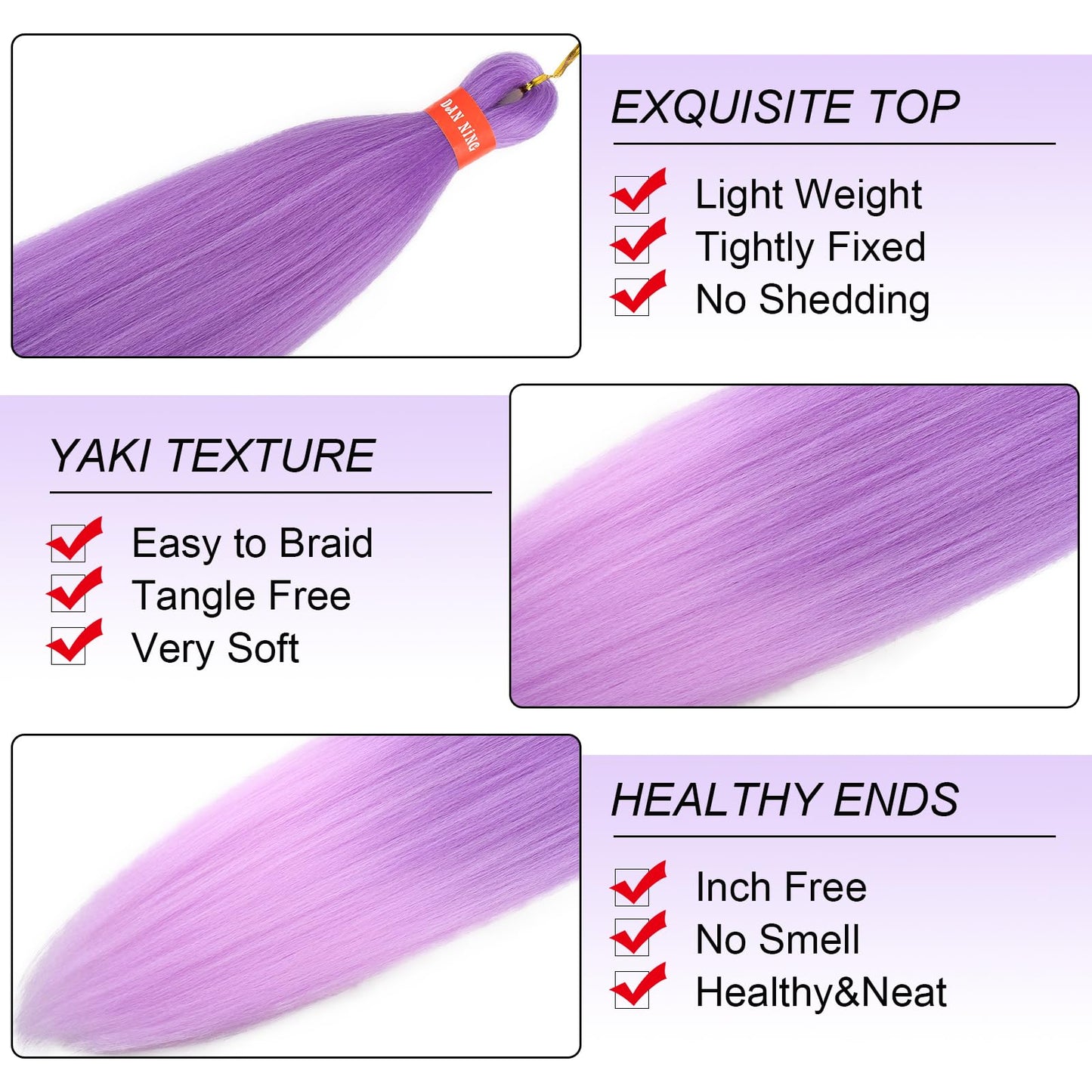Ombre Romantic Purple Pre Stretched Braiding Hair 30 Inch Yaki Texture Box Braid Hair Extensions 3 Packs Yaki Texture Pre Feathered Braids Hair Easy to Use