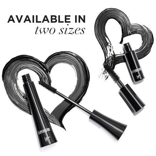 IT Cosmetics Superhero Mascara - Volumizing & Lengthening Formula with Hydrolyzed Collagen, Biotin & Peptides, Super Black Pigment
