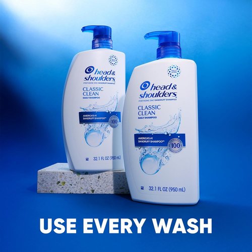Head & Shoulders Anti-Dandruff Shampoo with 1% Pyrithione Zinc, Classic Clean Shampoo Twin Pack, Daily Use, Flake Control, Scalp Care, Color-Safe, Deep Clean, 32.1 fl oz Each
