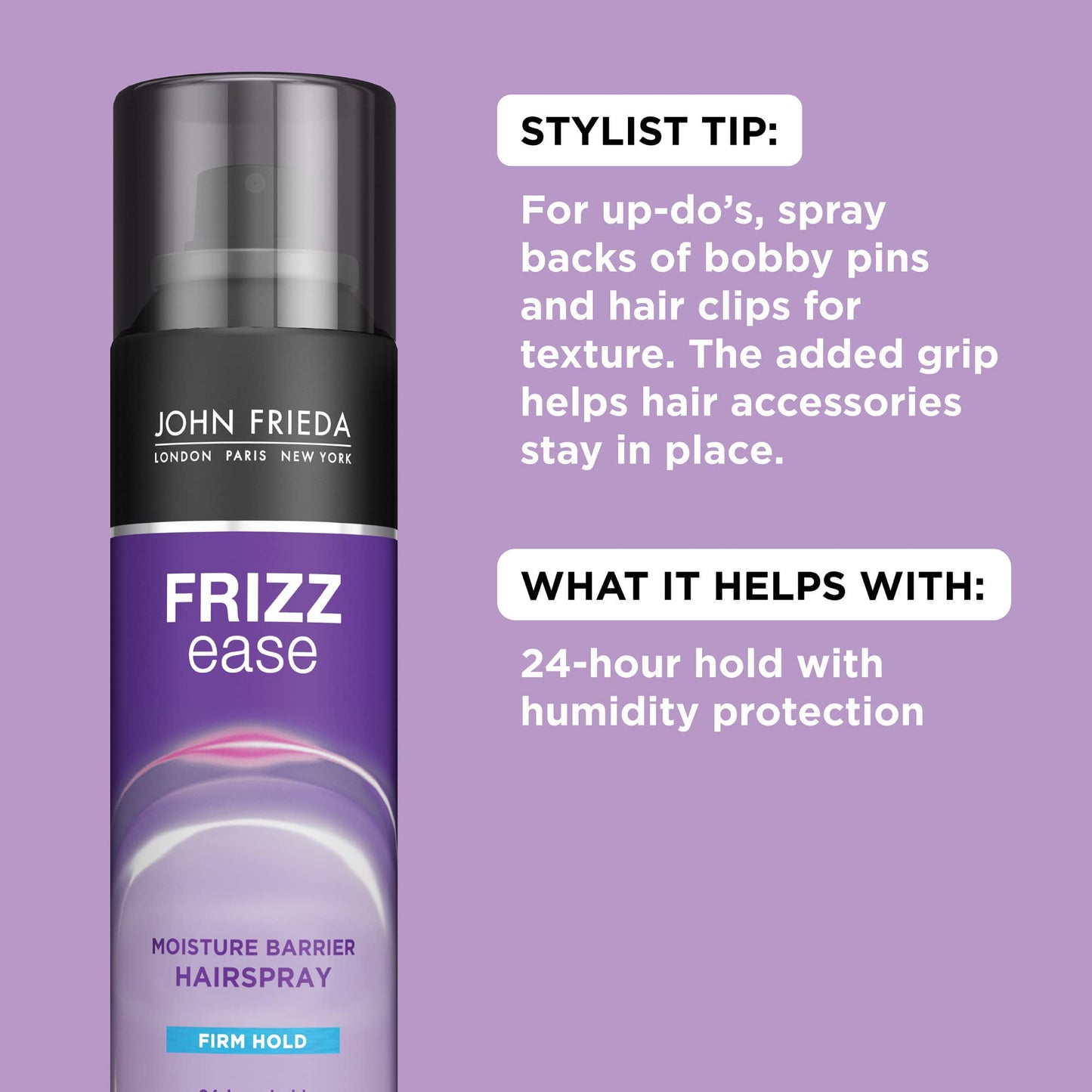 John Frieda Anti Frizz, Frizz Ease Firm Hold Hairspray, Anti-Humidity Spray for Hair, for 24-hour Hold, 12 Oz, Pack of 2