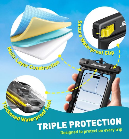 Hiearcool Waterproof Phone Pouch - IPX8 Waterproof Case for iPhone 17/16/15/14 Pro Max | Touch Screen, 2 Pack, Lanyard Included