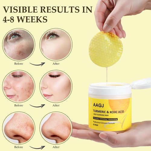AAGJ Turmeric Cleansing Pad,Turmeric Exfoliating Face Scrub Pads, Remove Excess Keratin, Smooth Skin, Deep Cleansing Turmeric Pad for All Skin Types, 55 Pads