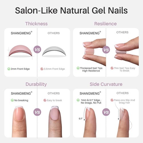 Hot Pink Press on Nails Short - SHANGMENG Soft Gel Cat Eye Press on Nails Square for Women, Naturally & Full Cover Reusable Glue on Nails in 16 Sizes - 32 Fake Nails Kit with Glue, Hot Pink