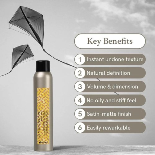 Davines Dry Wax Finishing Spray - Strong Hold Texture & Definition | Satin-Matte Finish, 6.76 Fl Oz